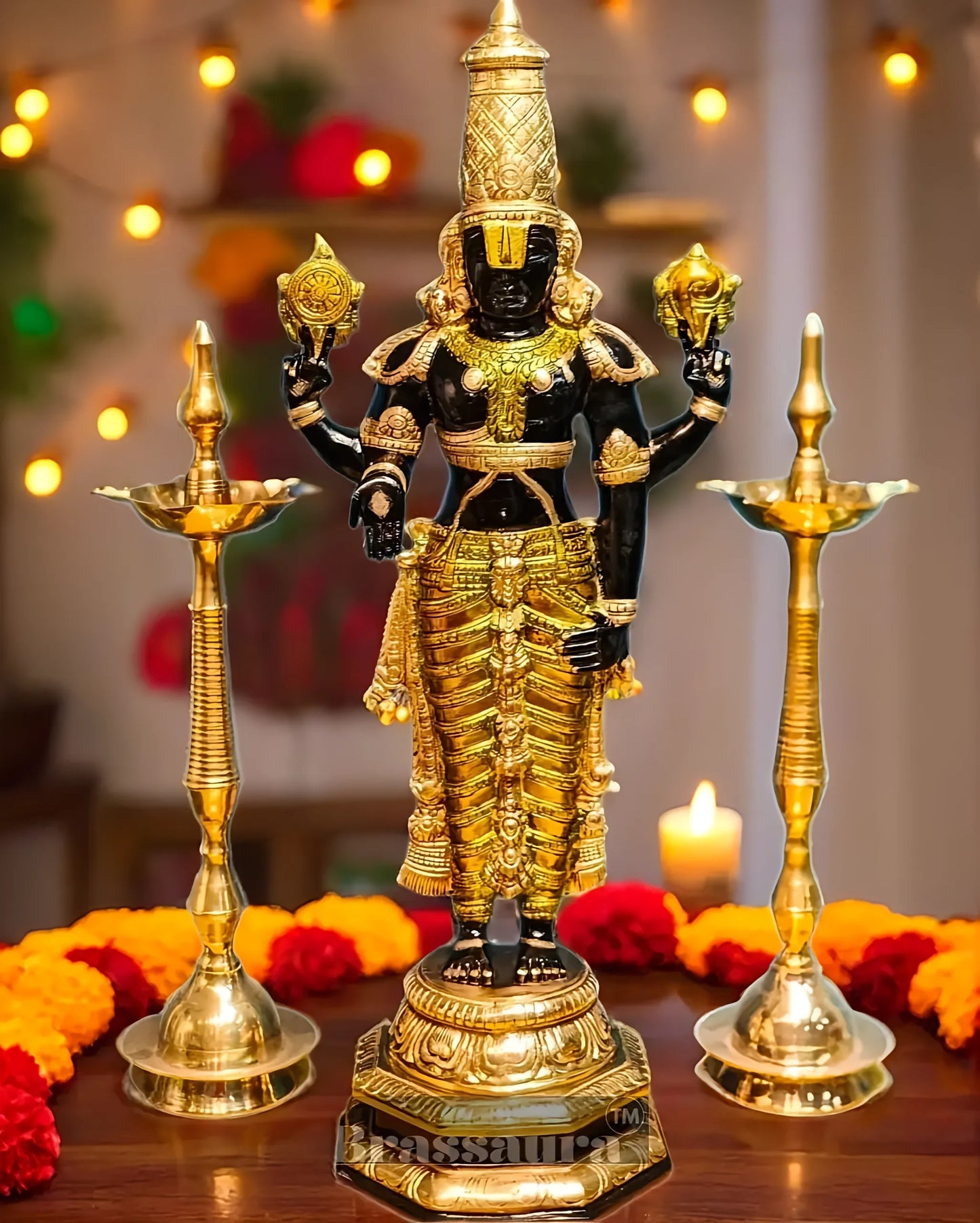 Brassaura™ Pure Brass Tirupati Balaji Idol – 33.5 Inches, 22 Kgs