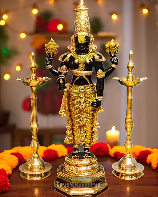 Brassaura™ Pure Brass Tirupati Balaji Idol – 33.5 Inches, 22 Kgs