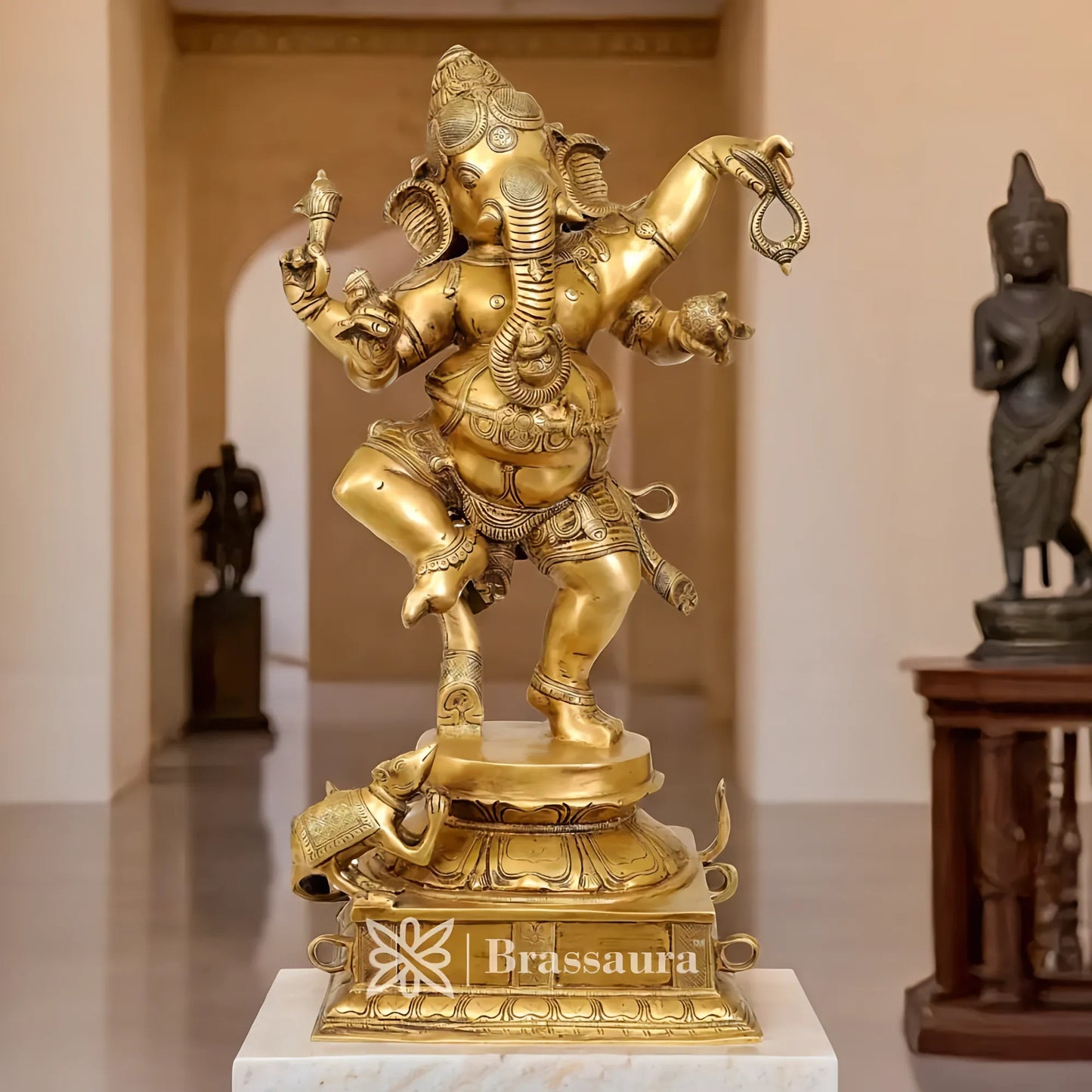 Brassaura™ Brass Ganesha Statue – “Pathfinder of Success” | Height 22 Inches & Weight 16 Kgs