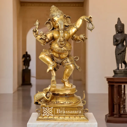 Brassaura™ Brass Ganesha Statue – “Pathfinder of Success” | Height 22 Inches & Weight 16 Kgs