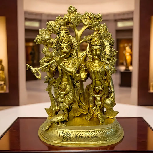 Brassaura™ Radha Krishna Murti | Pure Brass with Intricate Hand-Carving | Height 30 cm (11.8 Inches) & Weight 6.88 Kgs