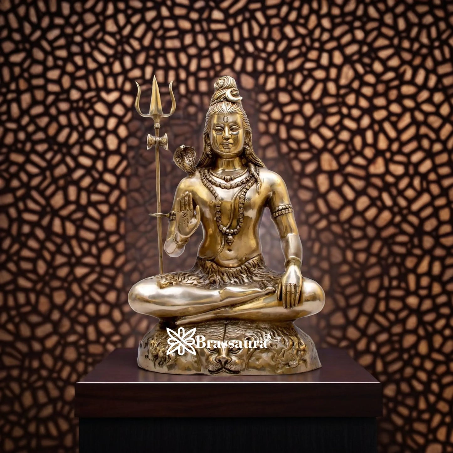 Brassaura™ Brass Lord Shiva Murti – Height 24 Inches & Weight 18 Kgs | Puja Idol for Temple & Gifting