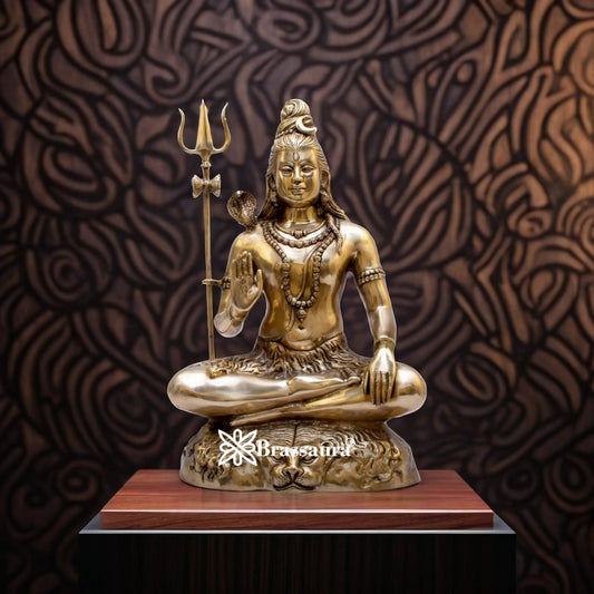 Brassaura™ Brass Lord Shiva Murti – Height 24 Inches & Weight 18 Kgs | Puja Idol for Temple & Gifting