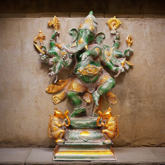 Brassaura™ Brass Dancing Ganesha Idol for Home and Decor | Weight 24 Kgs | Height 25 Inches