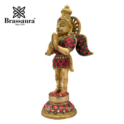 Brass Gem Stone Work Garud dev Idol for Home and Decor Weight 3 Kg Height 30 cm