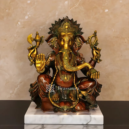 Brassaura™ Brass Ganesha Statue | Height 28 Inches & Weight 55 Kgs