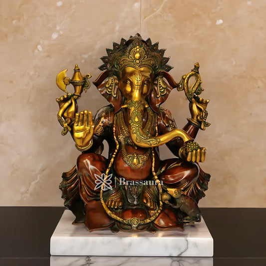 Brassaura™ Brass Ganesha Statue | Height 28 Inches & Weight 55 Kgs