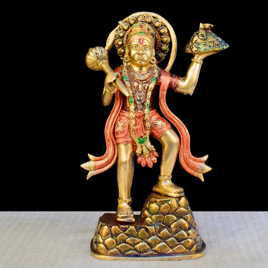 Brassaura® Brass Kesari Nandan Hanuman Idol | Height 14.2 Inches