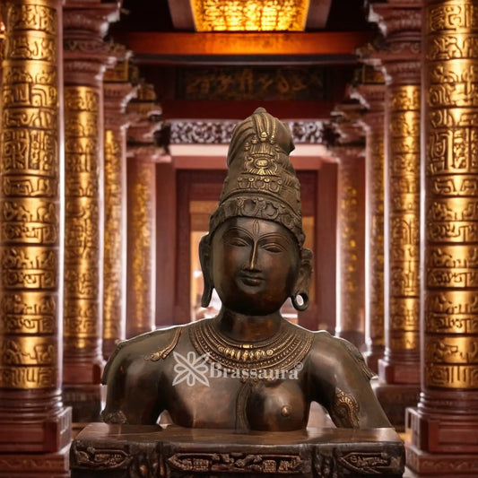 Brass Aardhnareshwar Brust Statue Weight 5.8 Kg And Height 12.5 Inch