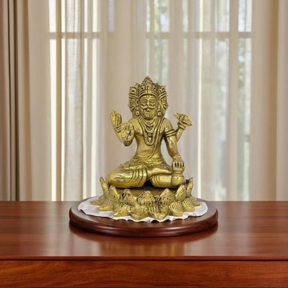 Brassaura™ Brass Brahma Dev Idol – Height 4.3 Inches & Weight 0.75 Kgs | Royal Ensemble for Temple & Home Décor