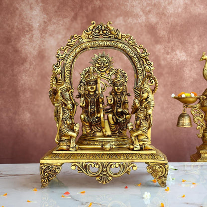 BRASS RAM DARBAR IDOL - 16 INCHES - DIVINE RAM PARIVAR STATUE FOR HOME & TEMPLE