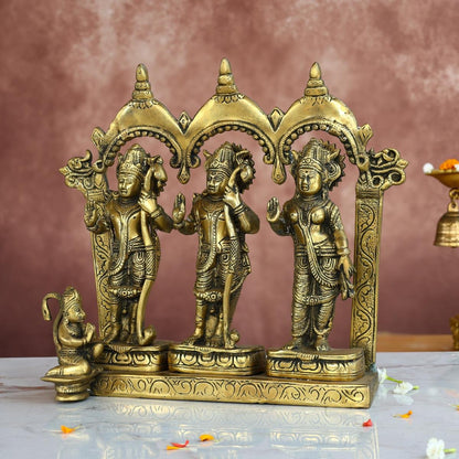 ANTIQUE BRASS RAM DARBAR IDOL - 11.5 INCHES - DIVINE RAM PARIVAR STATUE FOR HOME & TEMPLE