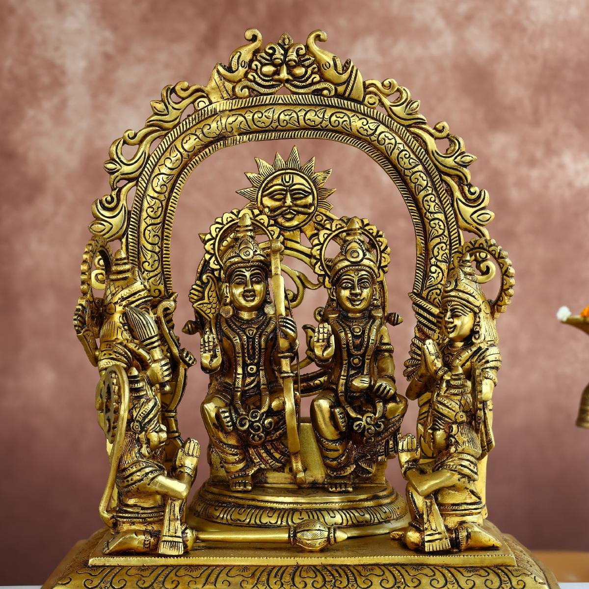 BRASS RAM DARBAR IDOL - 16 INCHES - DIVINE RAM PARIVAR STATUE FOR HOME & TEMPLE