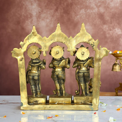 ANTIQUE BRASS RAM DARBAR IDOL - 11.5 INCHES - DIVINE RAM PARIVAR STATUE FOR HOME & TEMPLE