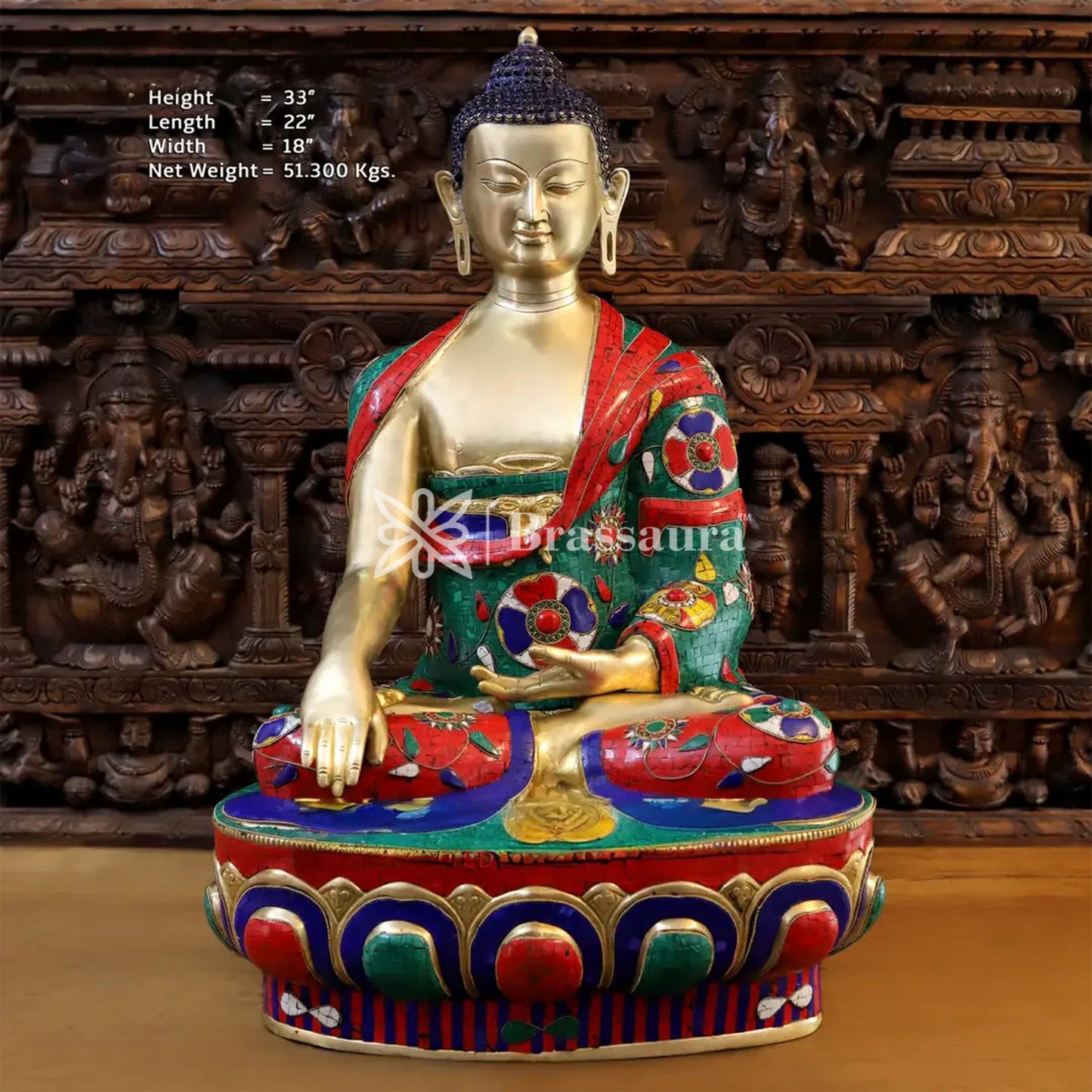 Brass Buddha For Home And Décor Weight 51.3 kg Height 33 Inch