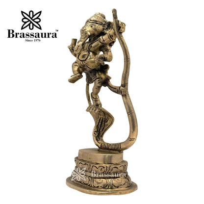 Brass Black Patina Work Ganesha Idol for Home and Decor Weight 1.8 Kg Height 23 cm