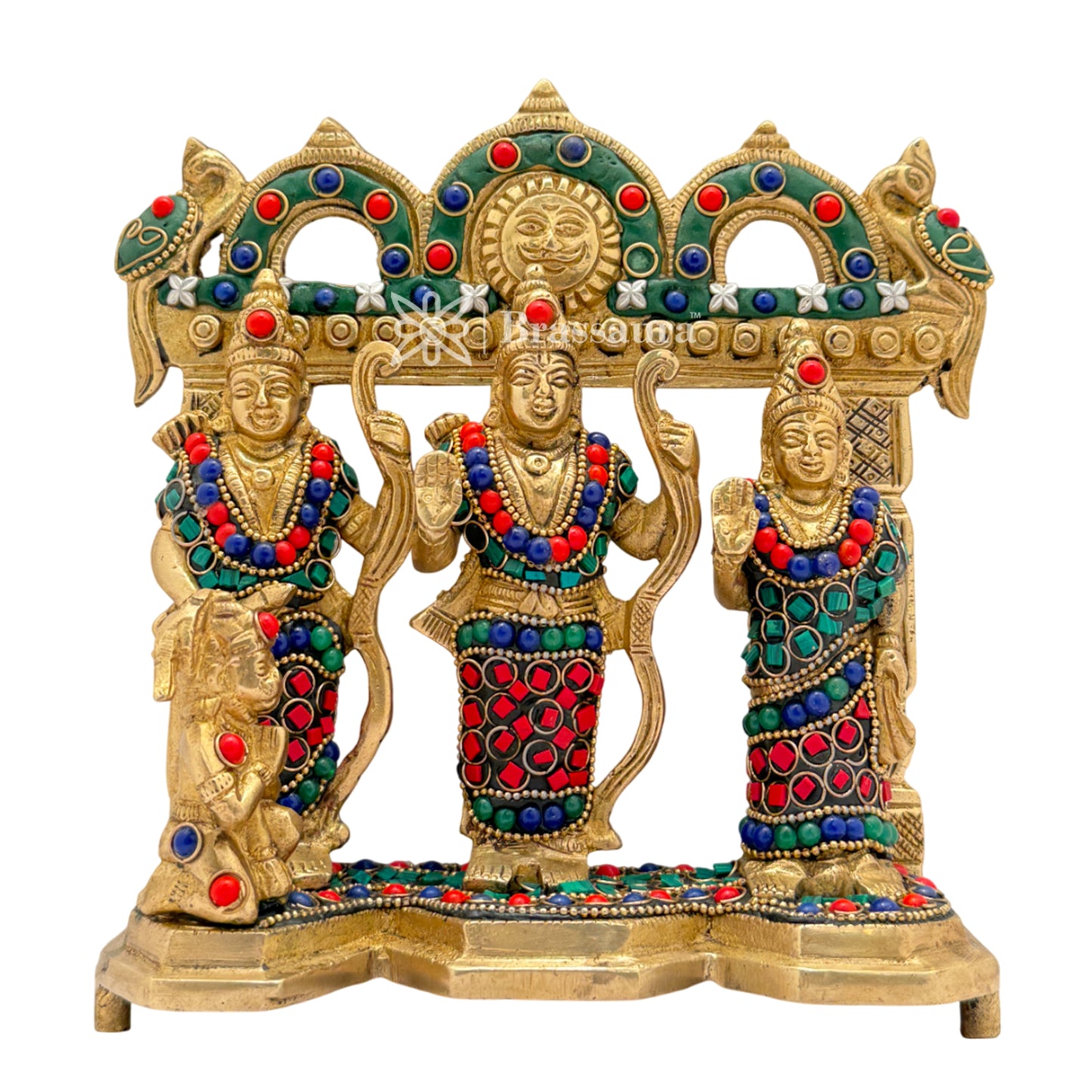 Brass Gem Stone Work Ram darbar Idol for Home and Decor Weight 2.4 Kg Height 19 cm