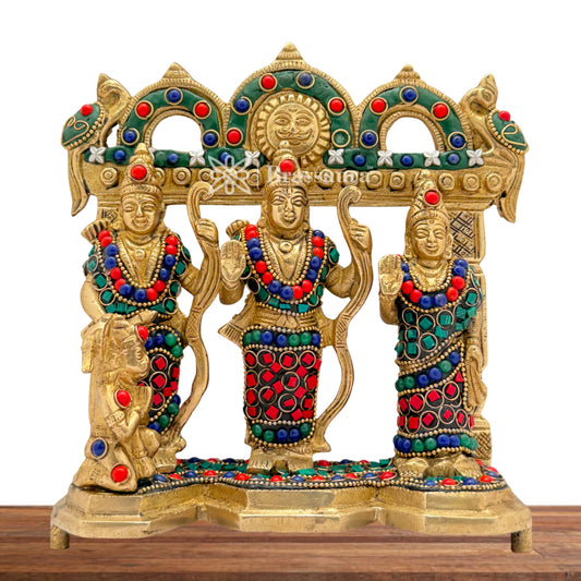 Brass Gem Stone Work Ram darbar Idol for Home and Decor Weight 2.4 Kg Height 19 cm