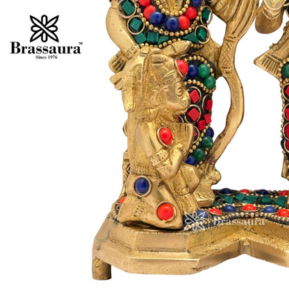 Brass Gem Stone Work Ram darbar Idol for Home and Decor Weight 2.4 Kg Height 19 cm