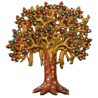 Brassaura® Brass Kalpavriksha Tree Showpiece for Home Decor | Height 7.5 Inches