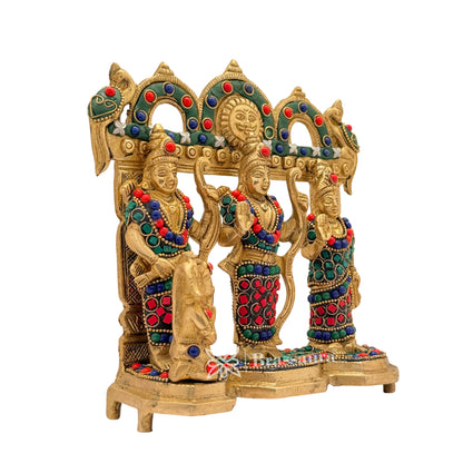 Brass Gem Stone Work Ram darbar Idol for Home and Decor Weight 2.4 Kg Height 19 cm