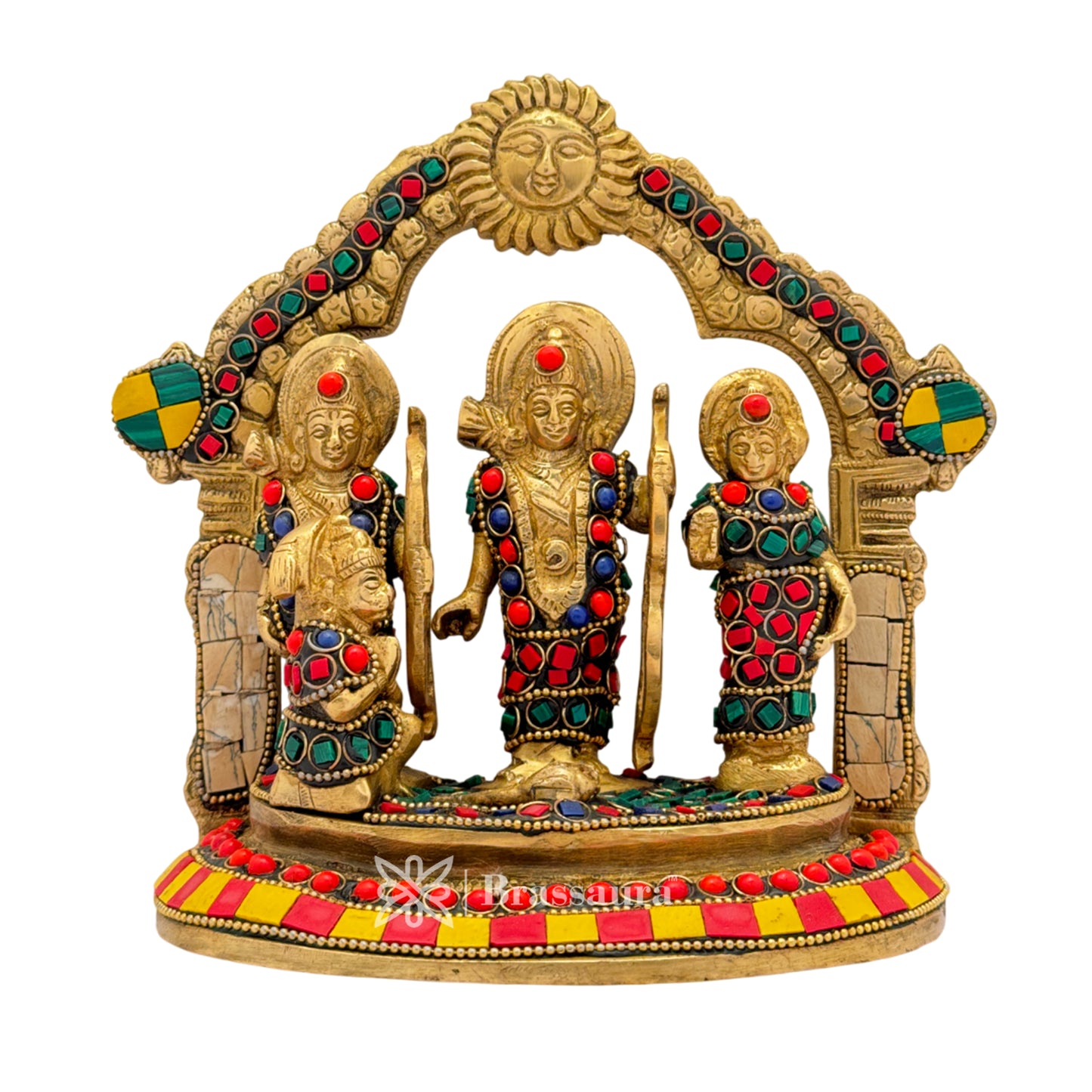 Brass Gem Stone Work Ram darbar Idol for Home and Decor Weight 1.9 Kg Height 18 cm