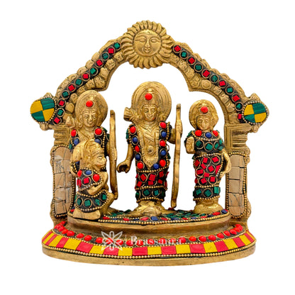 Brass Gem Stone Work Ram darbar Idol for Home and Decor Weight 1.9 Kg Height 18 cm