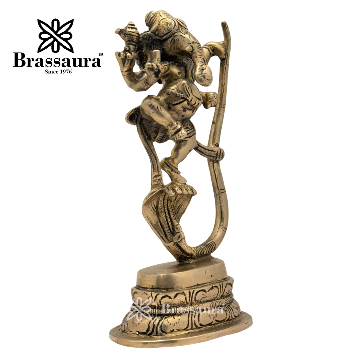 Brass Black Patina Work Ganesha Idol for Home and Decor Weight 1.8 Kg Height 23 cm