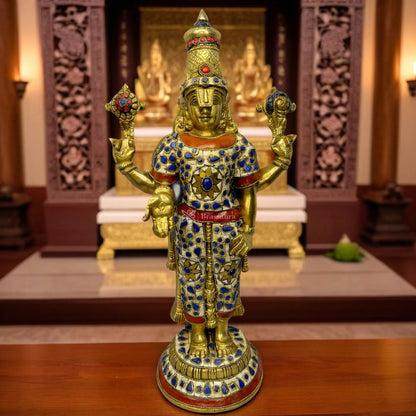 Brass Bala Ji Gem Stone Work Statue Religious Home Decor Weight 6.83 Kg Height 45 cm