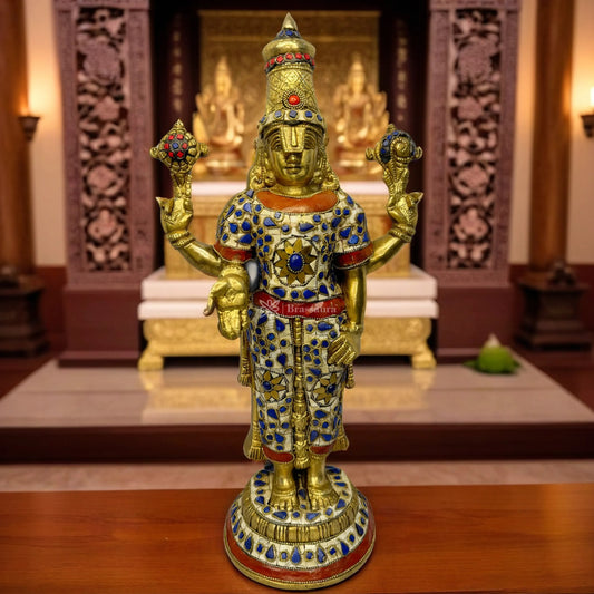 Brass Bala Ji Gem Stone Work Statue Religious Home Decor Weight 6.83 Kg Height 45 cm