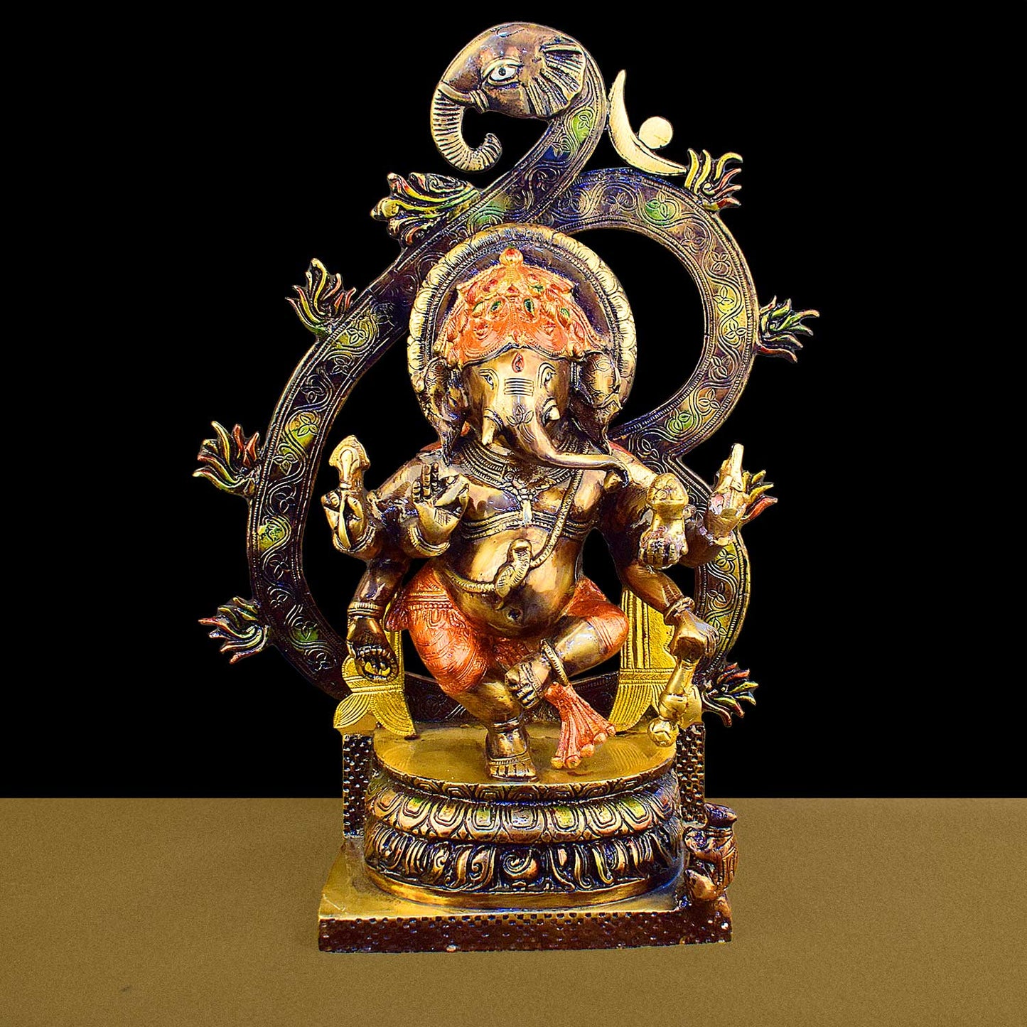 Brassaura® Dancing Lord Ganesha Brass Idol | Pure Brass | Height 16.5 Inches