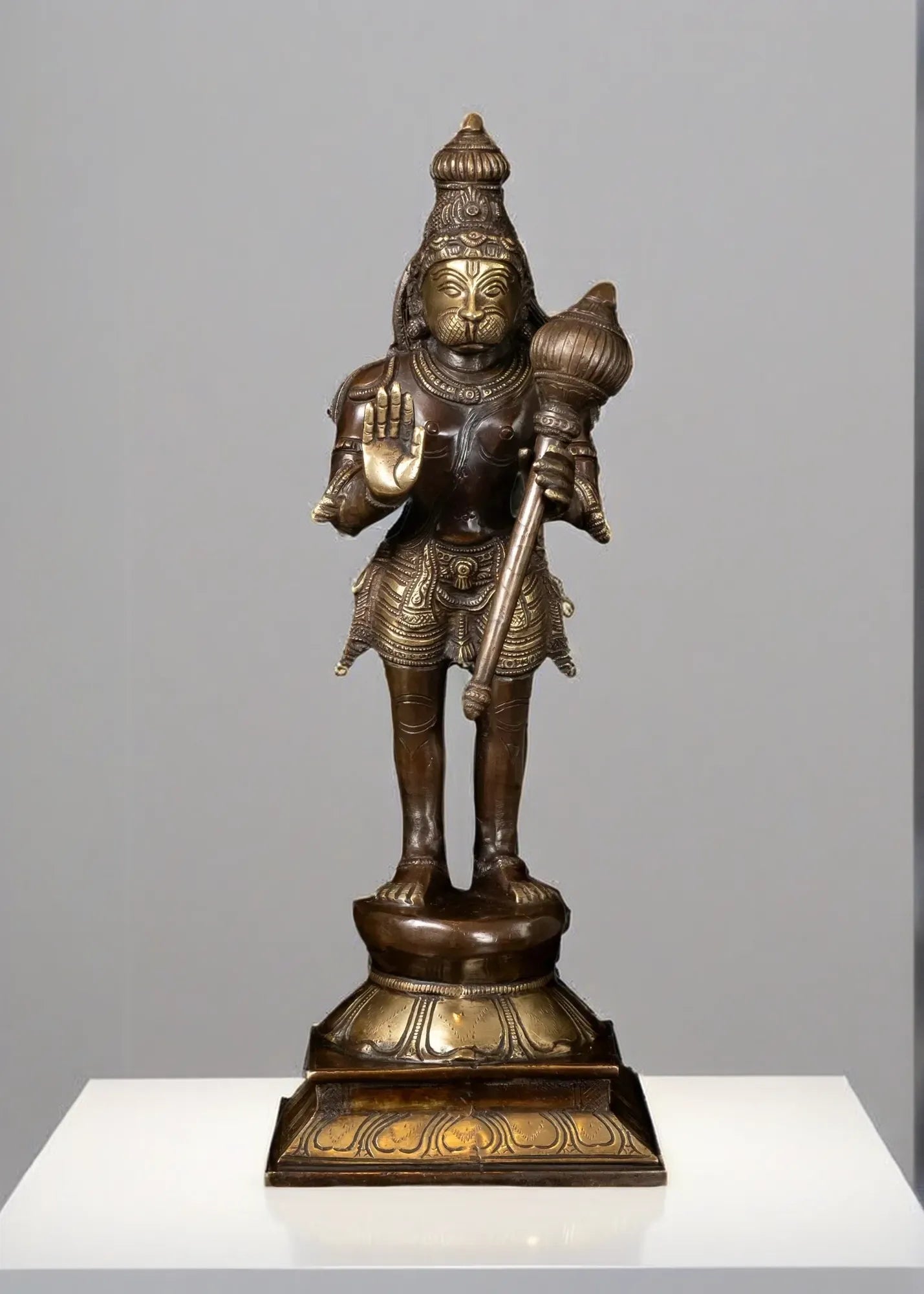 Brassaura™ Artistic Brass Hanuman Idol – Height 16 Inches & Weight 4.8 Kgs | Devotional Use