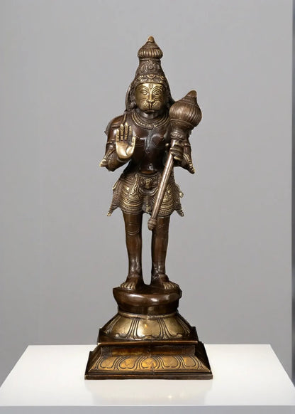 Brassaura™ Artistic Brass Hanuman Idol – Height 16 Inches & Weight 4.8 Kgs | Devotional Use