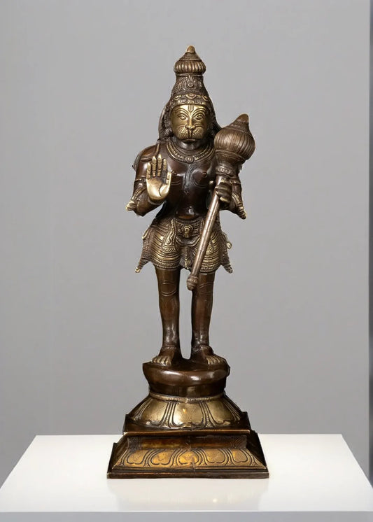 Brassaura™ Artistic Brass Hanuman Idol – Height 16 Inches & Weight 4.8 Kgs | Devotional Use