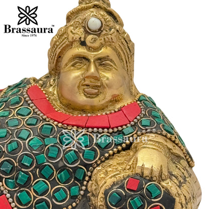 Gem Stone Work Kuber Idol for Home and Decor Weight 1.2 Kg Height 10 cm