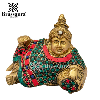 Gem Stone Work Kuber Idol for Home and Decor Weight 1.2 Kg Height 10 cm