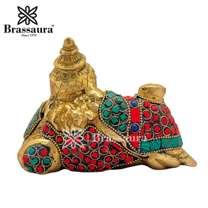 Gem Stone Work Kuber Idol for Home and Decor Weight 1.2 Kg Height 10 cm