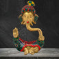 Brass Beautiful Gem Stone Work Ganesha Idol for Home and Decor Weight 1.2 Kg Height 18 cm