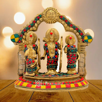 Brass Gem Stone Work Ram darbar Idol for Home and Decor Weight 1.9 Kg Height 18 cm