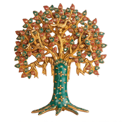 Brassaura® Brass Kalpavriksha Tree Showpiece for Home Decor | Height 12 Inches