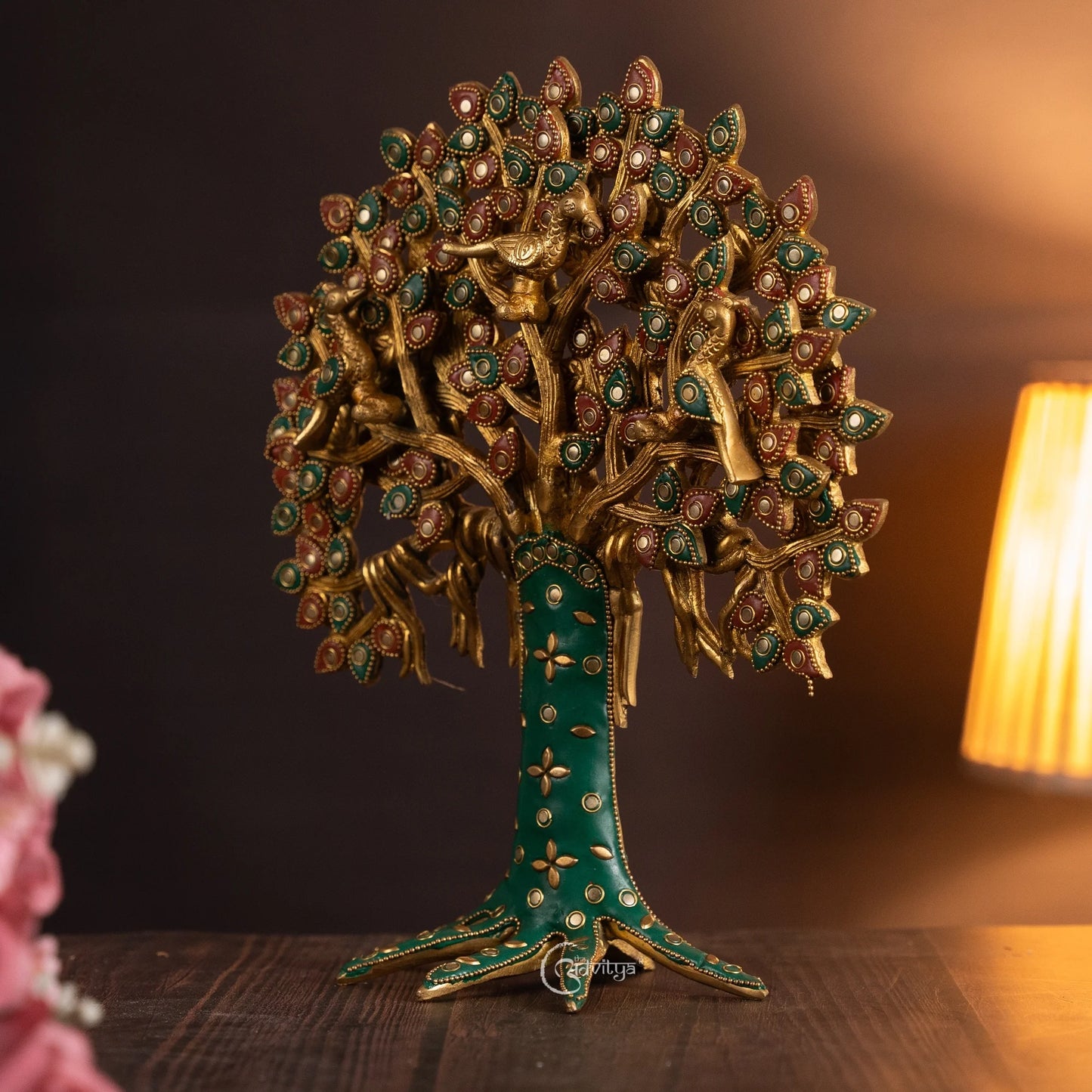 Brassaura® Brass Kalpavriksha Tree Showpiece for Home Decor | Height 12 Inches