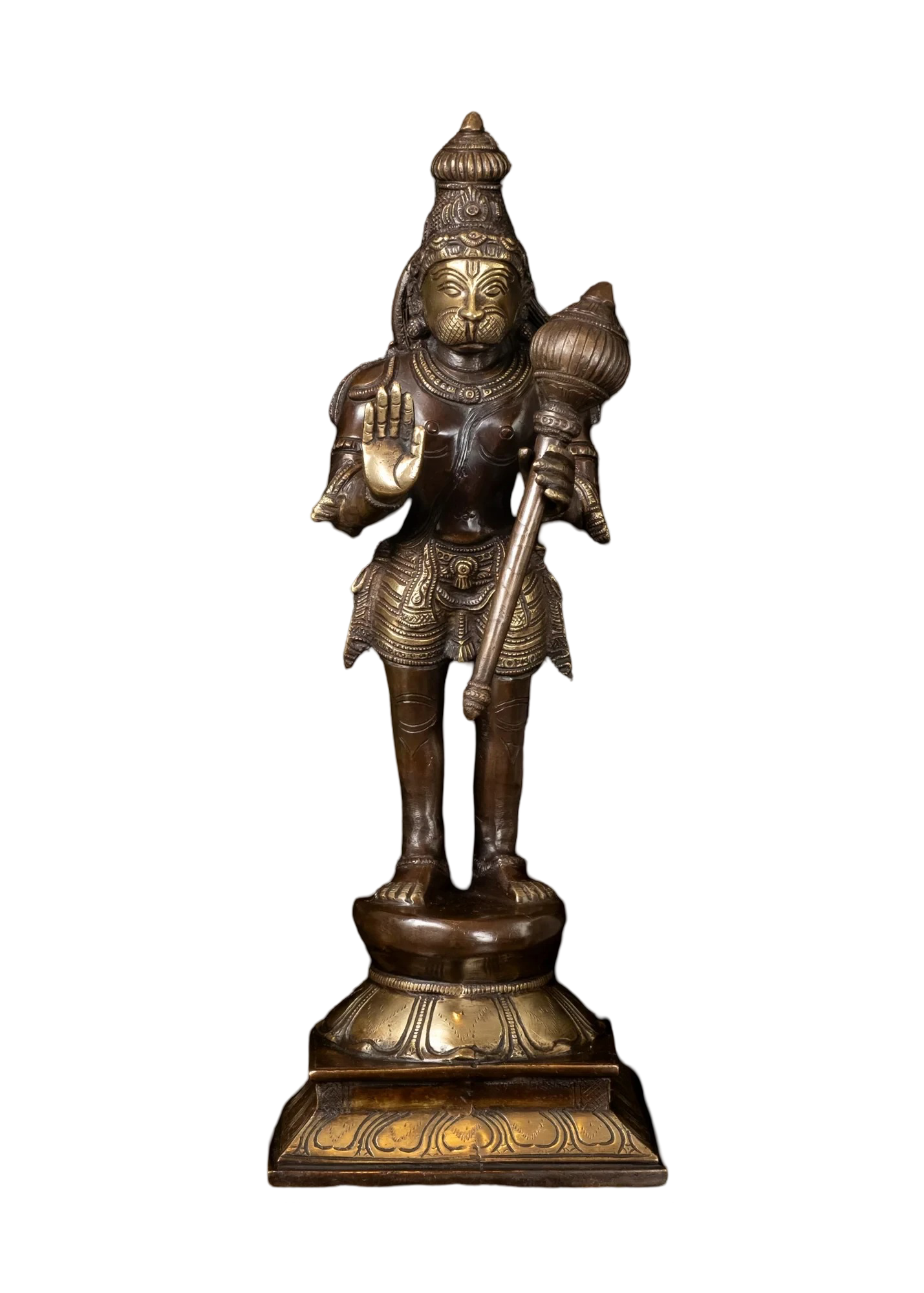 Brassaura™ Artistic Brass Hanuman Idol – Height 16 Inches & Weight 4.8 Kgs | Devotional Use