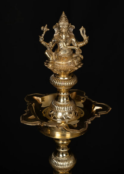Brass Laxmi Ganesh Nilavalakku deepam Weight 10.5 Kg And Height 24 Inch