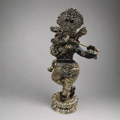 Brass Standing Krishna Playing Flute Weight 43 Kg And Height 45 Inch