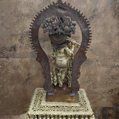 Brass Classic Standing Krishna Weight 36 Kg And Height 32 Inch
