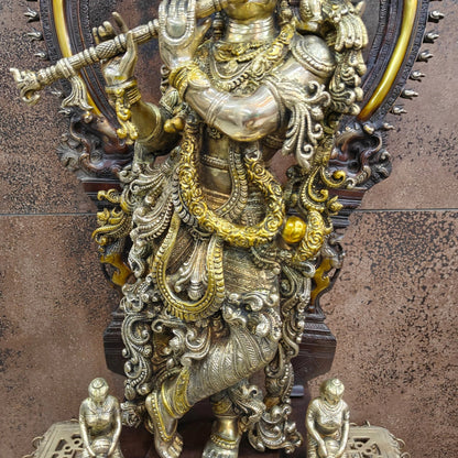 Brass Classic Standing Krishna Weight 36 Kg And Height 32 Inch