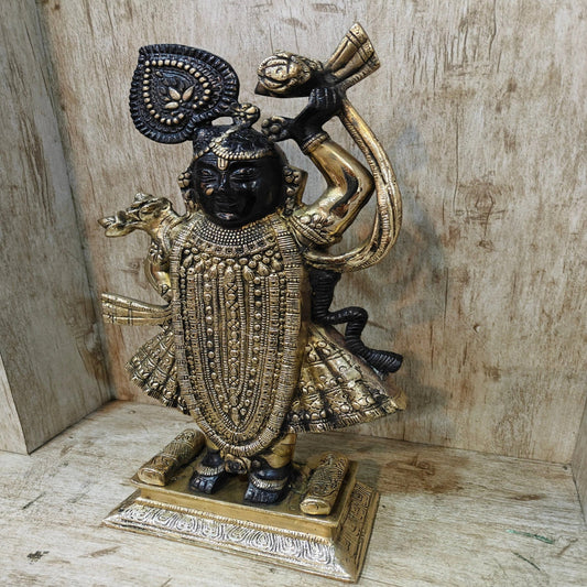 Brassaura® Brass Dancing Krishna Idol | Premium Handcrafted Brass Murti for Home Temple, Pooja Room, Living Room, Spiritual Décor & Luxury Gifting | Height 17 Inches | Weight 8.5 Kg