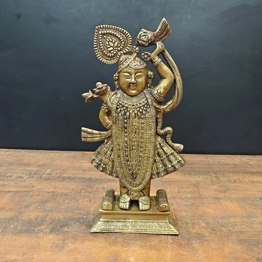 Brass Classic Standing Krishna Weight 8 Kg And Height 17 Inch