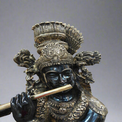 Brass Standing Krishna Playing Flute| height 46 inches | Weight 70 Kgs