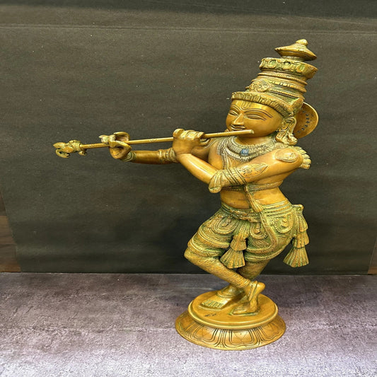Brass Standing Krishna Weight 9.1 Kg And Height 23 Inch
